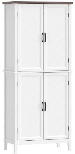HOMCOM Credenza alta cucina a 6 livelli, armadio da cucina, stoviglie, 4 ante a spina di pesce e 4 ripiani regolabili, stile rustico, mobile portaoggetti per soggiorno, sala da pranzo, 76 x 40 x 178,5