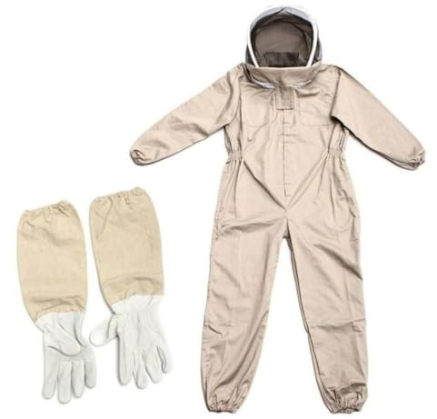 Biodlingsdräkt i bomull som andas | Bi-overall storlek M-XXL | Totalt anti-bettskydd med handskar och slöja(A,L)