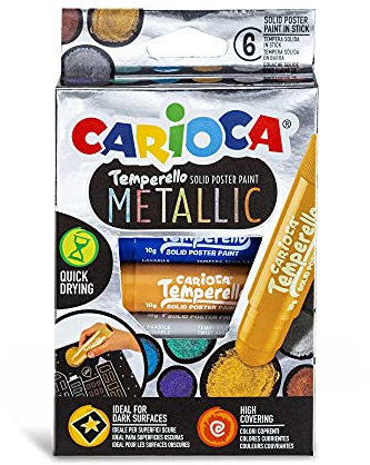 Carioca TEMPERELLO METALLIC 42674 - Témperas Solidas en barra 6 Colores, color/modelo surtido