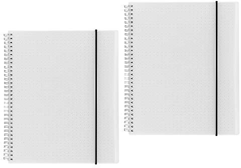Shulaner Spiralblock A4 Dotted 80 Blatt, PP mattiert Spiral Notebook A4 Dotted Notizbuch Spiralbindung Notizbücher mit Elastischer Gürtel - 2 Stück