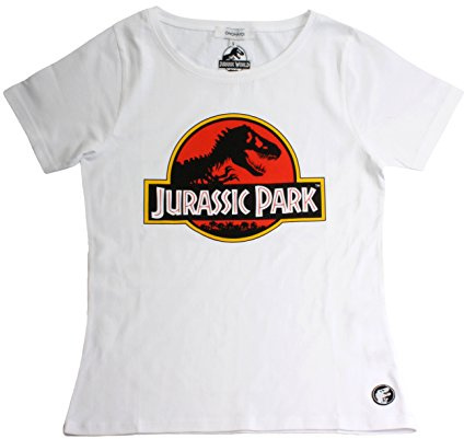 Onomot! Jurassic Park T-shirt för kvinnor, Vit, XXL