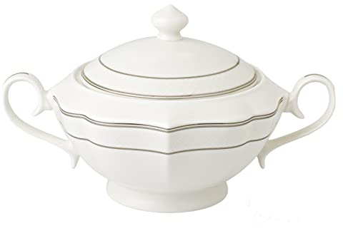 Lorren Home Trends La Luna Collection Bone China Souptureen and Lid, Lace Design