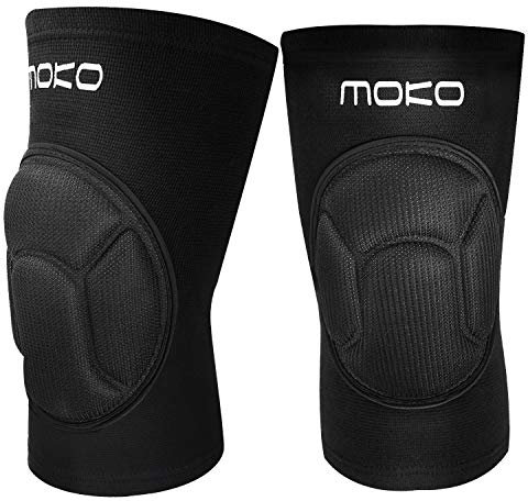MoKo Knieschoner Volleyball, 1 Paar Professioneller Knieschützer aus Dickem Schwamm rutschfest Kniebandage Knieorthese für Laufen Wandern Joggen Sport Crossfit, L Größe, Schwarz