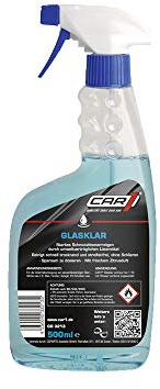 CAR1 Glasklar Scheibenreiniger Reinigung Scheibe Glas Spiegel Fenster Frontscheibe Seitenscheibe Heckscheibe Kanister Glass Cleaner Citrus blau 500 ml