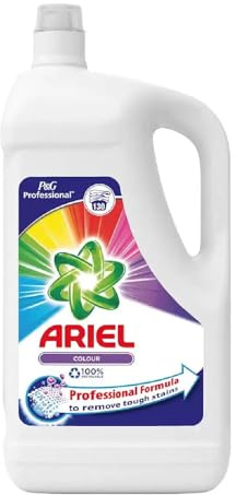Ariel Professional tvättmedel, tvättmedel, 4,55 l, 130 tvättar – fläckborttagare för kläder, lysande vithet, fräsch och behaglig doft