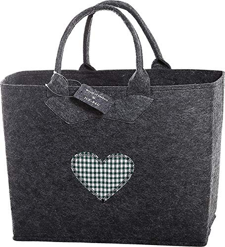 Witzgall Filz Trachtentasche 3553/55/0HG H38x20x30cm gestickten Herz Grün