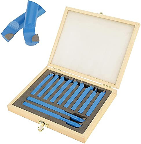 11Pcs Carbide Tip Tipped Cutter Tool Bit Cutting Set for Metal Lathe Tooling, 8 x 8mm Lathe Tools Carbide Tipped Welding Milling Cutting Turning Tool Set with Case
