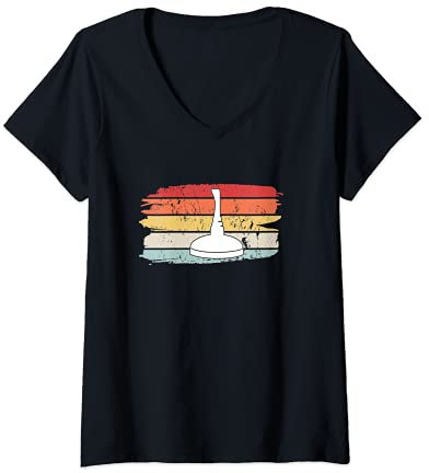 Damen Eisstockschießen Stockschützen Vintage Retro T-Shirt mit V-Ausschnitt