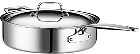 Legend Sauteuse en acier inoxydable avec couvercle 5 plis et noyau en cuivre de qualité professionnelle pour la soupe, le bouillon et le stock, le piment,Toutes les surfaces, induction et four