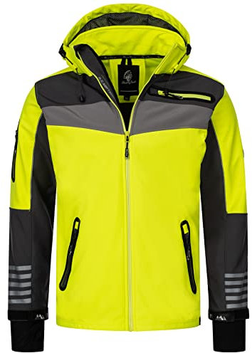 Rock Creek Herren Softshell Jacke Outdoor Jacke Windbreaker Übergangsjacke Anorak Kapuze Regenjacke Winterjacke Herrenjacke Jacket H-288 Neongelb S