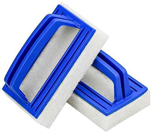 2 Stück Pool Bürsten Set Pool Schwamm Bürsten Kunststoff Schwimmbad Bürste Poolreinigung Handschrubber Schwimmbad Bürste mit Griff Schwamm Algenbürste Geeignet zum Reinigen von Schmutz und Moos (A)