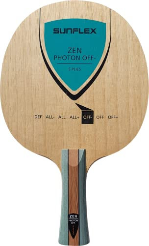Sunflex Zen Photon Tischtennis-Holz | professionelles Offensiv Holz | 5 Furniere mit Balsa | Dynamik und viel Spin | sehr leicht | konkaver Griff