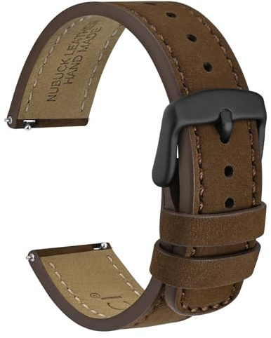 WOCCI Retro Uhrenarmbänder, Nubukleder, Ersatzarmbänder mit Schnellverschluss, Edelstahlschließe, Bandbreite 18mm 20mm 22mm
