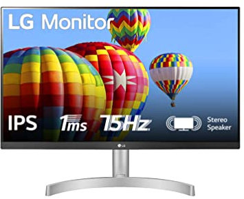 LG 24ML60SP Monitor 24 Full HD LED IPS, 1920x1080, 1ms, AMD FreeSync 75Hz, Audio Stereo 10W, 2x HDMI 1.4 (HDCP 1.4), VGA, AUX, Schermo Antiriflesso, Flicker Safe, Bianco