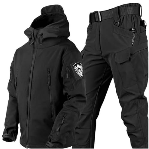 SHAIRMB Uniformes TáCticos para Hombres, Militar Impermeable Traje de Combate del EjéRcito Conjuntos, Exterior Piel de Tiburon Traje CáLido, Ropa de Caza,A,L
