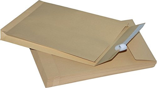 1500 Stück Faltentaschen 250x353x40 mm B4 braun haftklebend ohne Fenster Versandtaschen Umschläge Briefumschläge