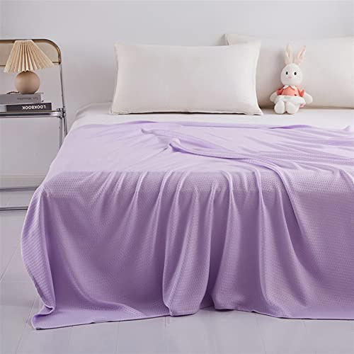 Heavyoff Bambusfaser Kühldecke Selbstkühlend Sommerdecke mit Kühlfasern | natürliche Bambus Tagesdecke Weiche Wohndecke für Erwachsene Lila, 150x200cm