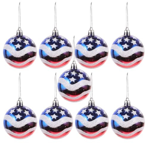 Warmhm 9St Ball mit amerikanischer Flagge Anhänger zum Aufhängen von Geschenken Wandpaneel aus Metallgitter weihnachtskugeln weinachtskugel Ornament Partyzubehör der Baum schmücken