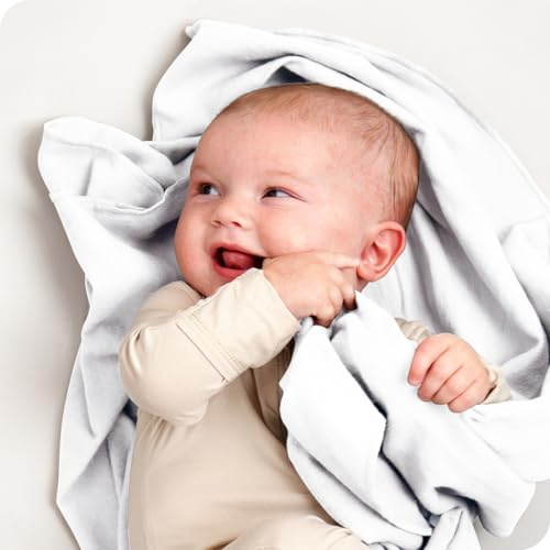 Bare Home Flannel Receiving Blanket, Premium 100% Cotton Flannel Receiving Blankets, 6-Pack Flannel Receiving Blankets, Hypoallergenic, Gentle on Skin, Warm and Durable (Receiving, White)