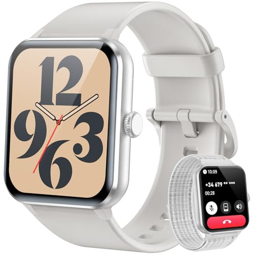 IOWODO Smartwatch,Orologio Fitness per Donna,1.85'' Smart Watch con Risposta Chiamate,Monitor del SpO2/ Sonno,24H Cardiofrequenzimetro,100 modalità Sportive,Fitness Tracker per Android iOS,2 Cinturini