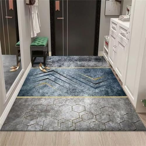 RUGMRZ Teppich Nach Mass Teppich Für Esszimmer Licht Luxus grau-blau Teppich Linie Dekoration Schlafzimmer Zubehör verschleißfest Fleckerlteppich 200X260CM