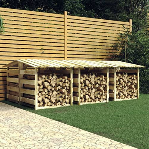 Gecheer Leñero Exterior Leñero Madera Casetilla para Leña Leñero de Madera Cobertizo Leñero Almacenaje para Jardín Exteriores con Techo Pérgola con Techo Madera de Pino 6 uds 100x90x100 cm