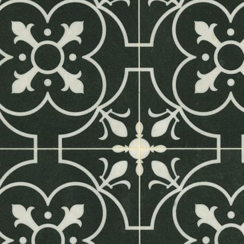 VINYL FLOORING UK Black Designer Anti-Slip Vinyl Flooring For LivingRoom, Commercial, Hallways, Kitchen, 2.0mm Textile Backing Vinyl Sheet, Waterproof Lino Flooring-2m(6'6) X 2m(6'6)-4m²