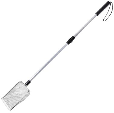 JISADER Pala de Arena para Gatos de Metal, Colador de Arena para Gatos, Mango Largo Ajustable, Pala de Arena de Metal Resistente para Gatitos, Animales Pequeñ, Malla 90cm 5.0x5.0mm