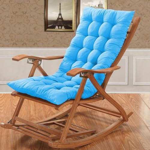 Stilvolles Sonnenliegen-Kissen mit rutschfesten Trägern, Chaiselongue-Kissen, lang, dick, Bankkissen für Gartenmöbel, Terrasse, Schaukelstuhl, Schlafzimmer, Tatami (Himmelblau, 120 x 40 cm)
