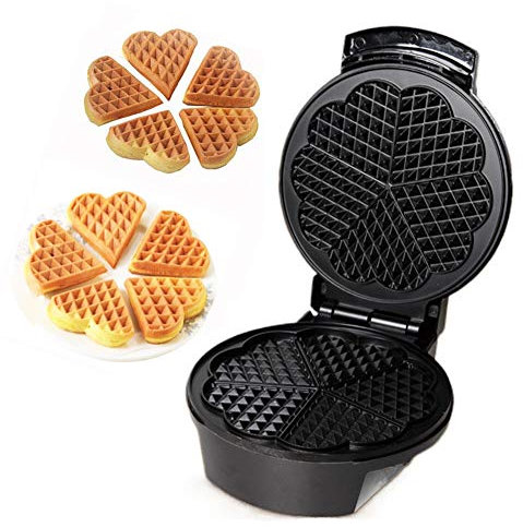 SmPinnaA Waffle Maker Iron Machine, Heart Shaped, Electric Baking Pan, Nonstick Frying Pan, Double-sided Heating, Adjustable Temperature Control, Quick Breakfast Kitchen Cooking