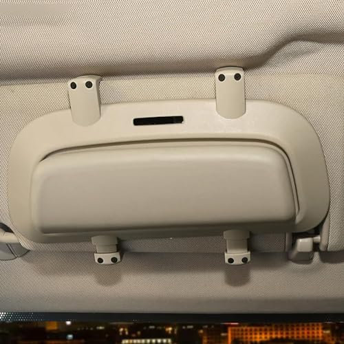 LeaHy Für Jeep Compass 2017 2018 2019 2020 2021 Auto Brillenhalter Brillenetui, ABS Sonnenbrille Brillenbox Sonnenblende Multifonction Aufbewahrungsbox Organizer Innenraum Zubehör,C/Beige