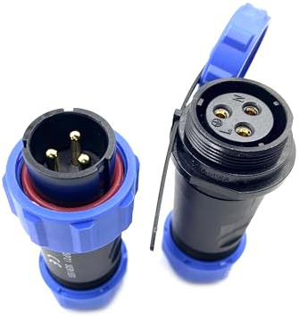 Conector Enchufe de aviación SP21 de 3 pines, IP68 Enchufe sin soldadura impermeable y a prueba de polvo para lámparas exteriores utiliza 500 V 30 A (engarzado de tornillo de cable 12 AWG)
