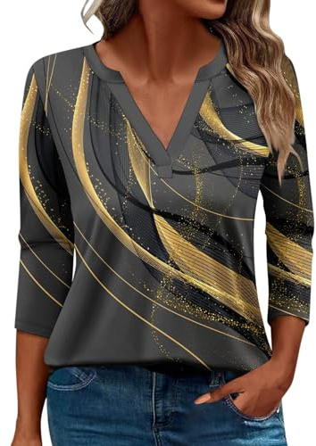 SCBFDI Today 2024, Blouse Elegant Donna Camicia Nera Donna Manica 3/4 Maglie Donna Estive T Shirt Donna Rossa Blusa da Donna T Shirt Donna Cotone Nero Camicia Trasparente Donna
