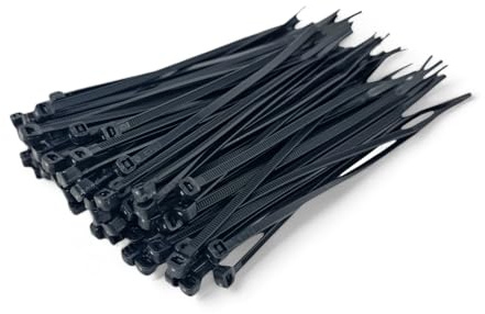 Black Cable Ties (100 Pack - 250mm x 4.8mm) Small Nylon Zip Ties Plastic Tie Wraps for Office Cable Tidy Garden DIY