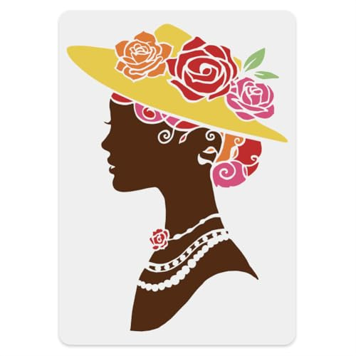 FINGERINSPIRE Schablone Für Frauensilhouette 21x29.7cm Rose Frauensilhouette Vorlage Dekorative Elegante Frauenschablone Kunststoff Schablone Für Frauengesichtssilhouette Zum Malen Auf Holzwänden