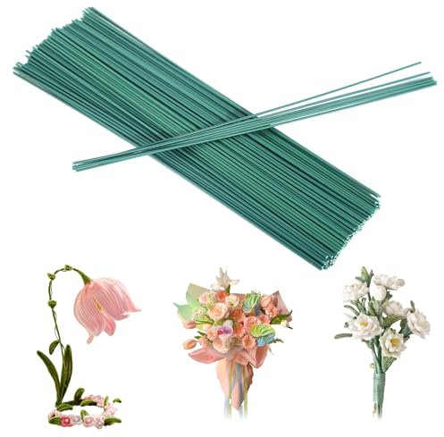 150 Pcs Floral Stem Wire, 2.2 mm ø Green Bouquet Stem 30cm/11.8in Flower Wire for DIY Flower Craft