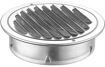 Flat Ducting, Flat Ducting Ventilation Air Vent, Wall Air Ventilation Outlet Hood, Round Louver Grille Cover, Wall Air Outlet with Fly Screen Mesh, for Office Kiten Bathroom