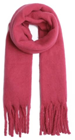 stylx Damen Web Strickschal UNI FARBEN und langen dicken FRANSEN, warmer Winter, Stola