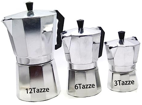 Aluminium Mokkakanne 150ml Silber, Achteckig, 3 Tassen