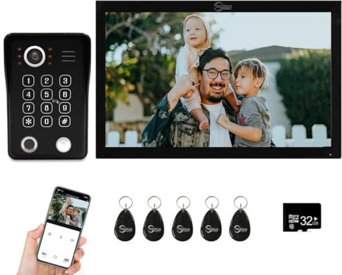 Interphone vidéo filaire pour appartement, sonnette vidéo 1080p avec moniteur tactile de 25,4 cm, prend en charge les empreintes digitales, carte RFID et déverrouillage par mot de passe, vision