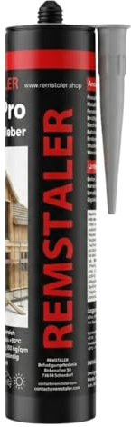 1x Remstaler MONTAGEKLEBER | Klebstoff für Beton, Holz, Metall u. Fliesen | Universalkleber - extra STARK | Innen- und Außenbereich | Wasserfest | verscheidene Farben (schwarz)