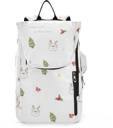 Amooorous Tennis-Rucksack für Erwachsene, wasserdicht, weiß, Weihnachtsmann, 3 Schläger, Badmintonschlägerhülle für Tennis, Badminton, Pickleball