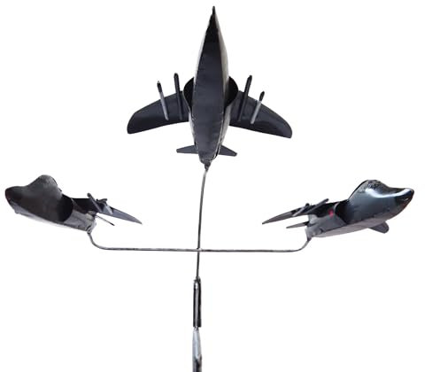 Balancín de paleta de viento de metal – Formación RAF Harrier Jump Jet, 3 planos, decoración de jardín, diseño cinético Rocxking