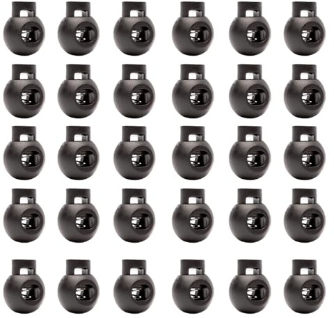 30 Pcs Premium Plastic Cord Locks Toggle Stopper，Round Single Hole | Heavy Duty Cord Locks，Spring-Loaded Ball Adjusters for Hats, Bags,Durable Elastic Rope Toggle Stoppers, Outdoor Gear Clamps