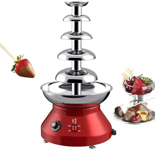 Máquina Para Fuente De Fondue De Chocolate De 5 Niveles, Fuente De Chocolate Eléctrica Comercial (230 W), Capacidad De 3 L Y Temperatura Ajustable De 30 a 110 °C, Sin Salpicaduras, Para Bodas