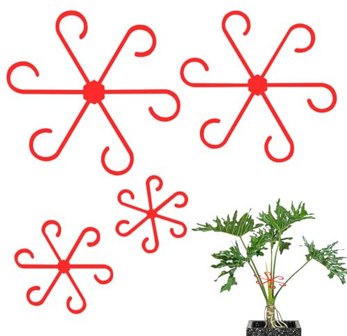 CATELL 20 Pezzi Supporto per Piante, Supporto per Stelo Vegetale Riutilizzabile Supporto per Stelo in Plastica Pinze di Supporto per Piantagione per Fiori Ortensie Orchidee Monstera (Rosso)