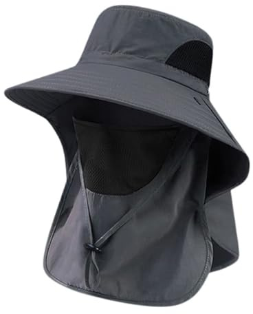 NLAND Solhatt med avtagbar nackskydd Utomhus Solskydd Maskhatt UV-skydd Sommar Unisex Fiskarhatt Resevikbar Keps Hatt Mörkgrå Enkel Storlek, mörkgrå, Enkel Storlek
