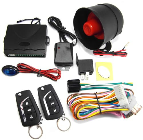 TINGSING Car Alarm System with Siren 1-Way Security Antitheft Alarm Systems with Keyless Entry Universal Anti-Theft Car Security Device for 12V DC Vehicle Which Has Central Door Lock System