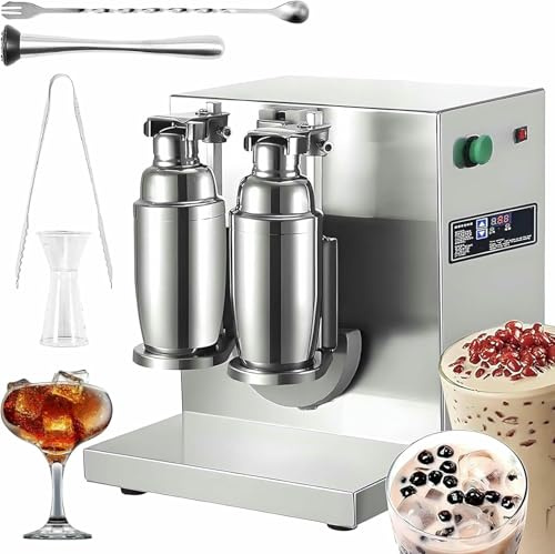 Macchina Elettrica Per Agitare Tè Al Latte, Macchina Per Agitare Tè Al Latte A Doppia Tazza, Macchina Per Agitare Il Latte Regolabile, Mixer Elettrico In Acciaio Inossidabile Con 2 Tazze Da 1000ml ~/