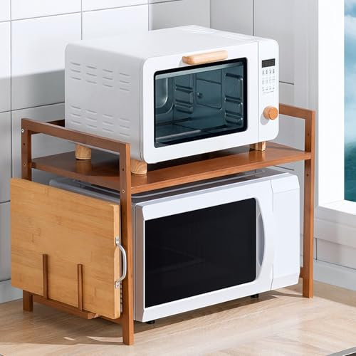 Stoolzfaid Supporto per Microonde,Supporto per Forno A Microonde,Scaffale Organizer da Cucina,Ripiano Portaoggetti per Forno A Microonde,Cucina Counter Ripiano Microonde,con 4 Ganci